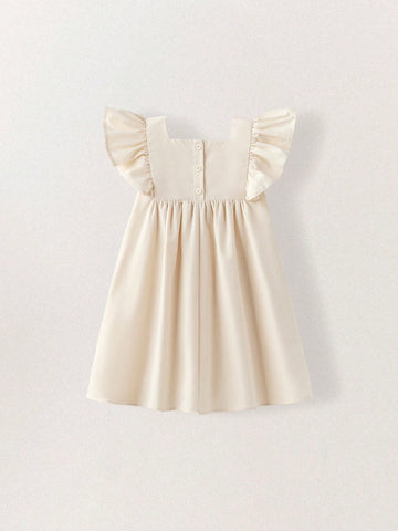 Young Girls Crochet 3D Floral Pattern Dresses, Minimalist And Fashionable, Suitable For Summer