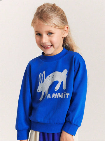 THE HAPPY LOOK Young Girls Cute Rabbit Print Loose Fit Raglan Long Sleeve Sweatshirts, Casual And Sporty