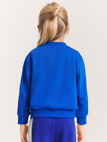 THE HAPPY LOOK Young Girls Cute Rabbit Print Loose Fit Raglan Long Sleeve Sweatshirts, Casual And Sporty