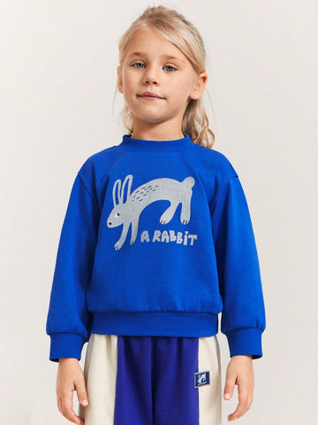 THE HAPPY LOOK Young Girls Cute Rabbit Print Loose Fit Raglan Long Sleeve Sweatshirts, Casual And Sporty