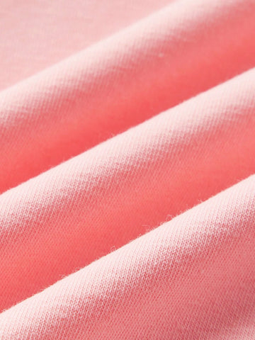 THE HAPPY LOOK Young Girls Heart Print Boxy Raglan Sleeve Crewneck Pink Knit Sweatshirts, Casual Daily Cute Style