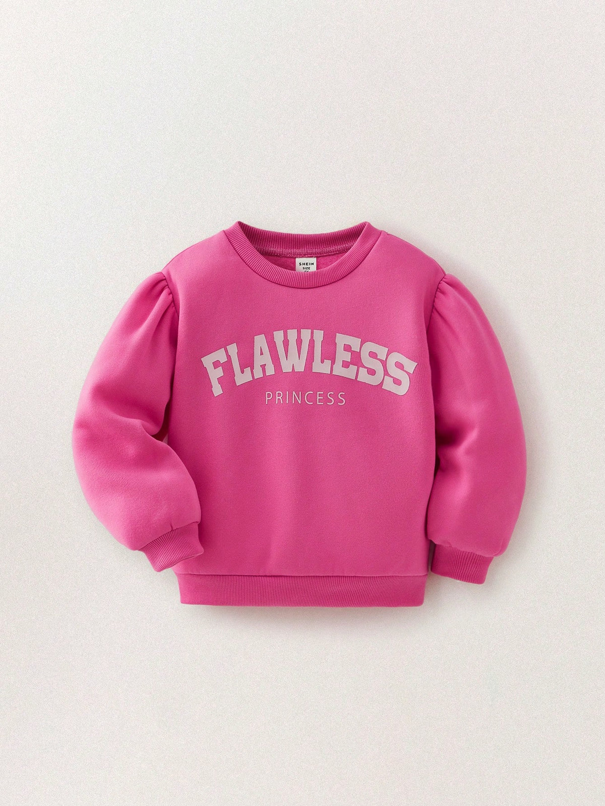 THE HAPPY LOOK Young Girls Pink English Letter Print Crew Neck Long Sleeve Casual Sports Sweatshirts