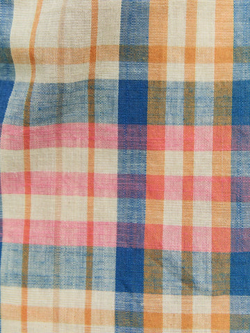 THE HAPPY LOOK Young Girls' Plaid Pattern Peter Pan Collar Ruffled Lace Puff Sleeve Waisted Flare Hem Dresses, Countryside Vacation Style