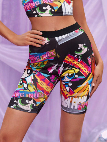1pc Cartoon Graphic Biker Shorts