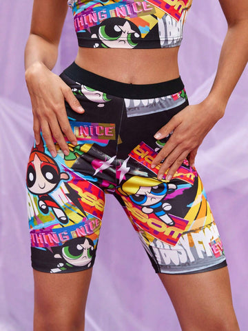 1pc Cartoon Graphic Biker Shorts