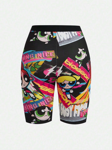 1pc Cartoon Graphic Biker Shorts