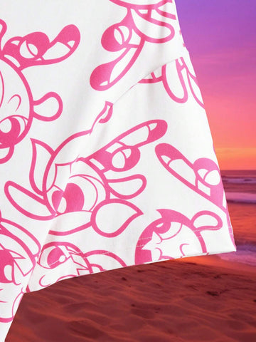 Women's Summer Cartoon Printed Round Neck Short Sleeve Casual Crop