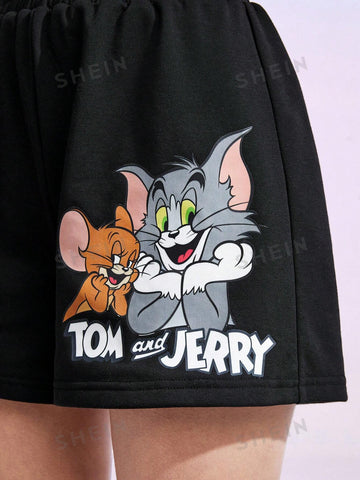 Cartoon Letter Print Shorts