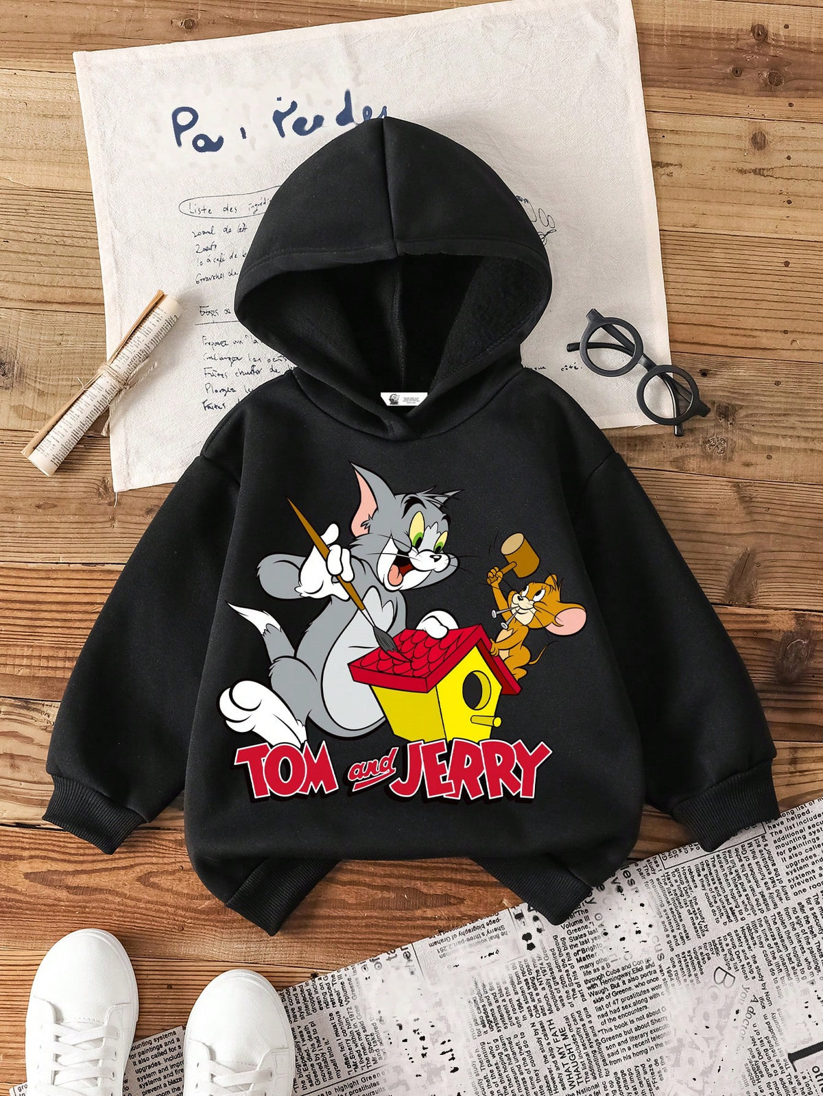 Young Girl Casual Pattern Long Sleeve Hooded Sweatshirt, Suitable For Autumn/Winter