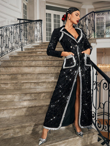 Tahira Sequin Blazer Maxi Dress