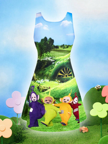 Cute Cartoon Daily Commuting Dopamine Colorful Casual Dress