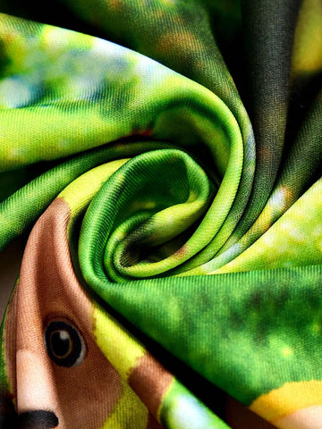 Cute Cartoon Daily Commuting Dopamine Colorful Casual Dress