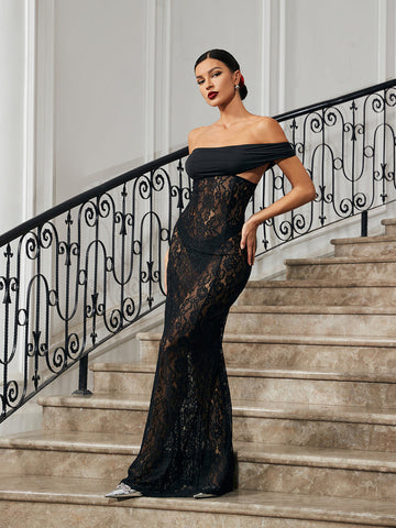 Tessie Off Shoulder Lace Maxi Dress
