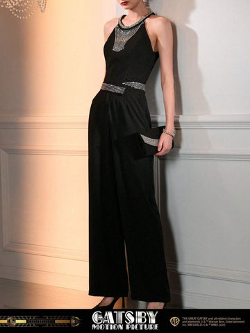 The Great Gatsby x MOTF RHINESTONE WAIST SLANT POCKET STRAIGHT LEG PANTS