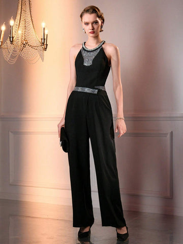 The Great Gatsby x MOTF RHINESTONE WAIST SLANT POCKET STRAIGHT LEG PANTS