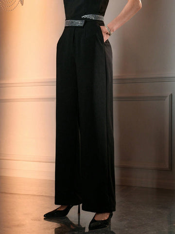 The Great Gatsby x MOTF RHINESTONE WAIST SLANT POCKET STRAIGHT LEG PANTS