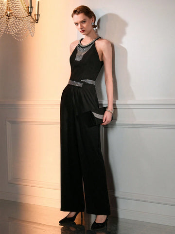 The Great Gatsby x MOTF RHINESTONE WAIST SLANT POCKET STRAIGHT LEG PANTS