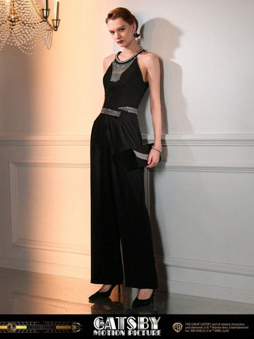 The Great Gatsby x MOTF RHINESTONE WAIST SLANT POCKET STRAIGHT LEG PANTS