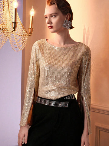 The Great Gatsby x MOTF SEQUINS SPLIT SLEEVE PARTY TOP