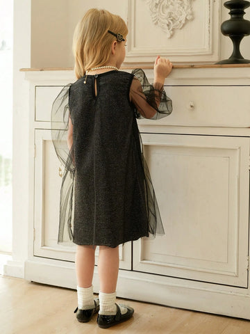 The New Style Of Young Girls Tulle Round-Neck Dress