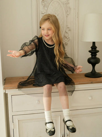 The New Style Of Young Girls Tulle Round-Neck Dress
