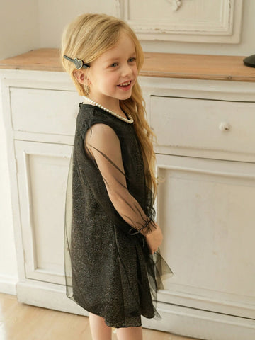 The New Style Of Young Girls Tulle Round-Neck Dress