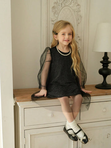 The New Style Of Young Girls Tulle Round-Neck Dress