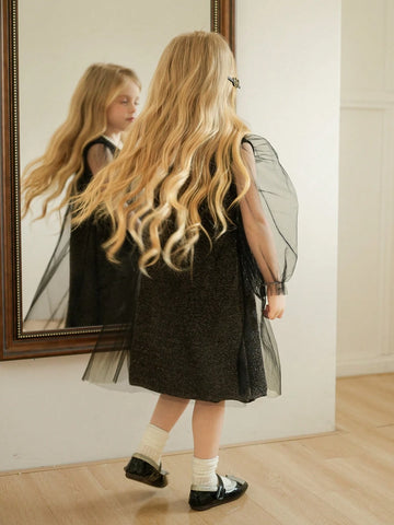 The New Style Of Young Girls Tulle Round-Neck Dress
