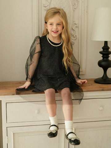 The New Style Of Young Girls Tulle Round-Neck Dress
