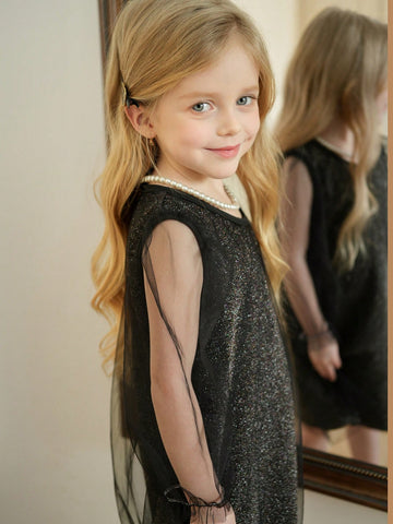 The New Style Of Young Girls Tulle Round-Neck Dress
