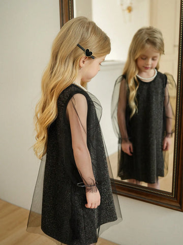The New Style Of Young Girls Tulle Round-Neck Dress