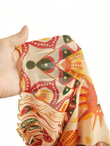 The Sun Casual Printed Mesh Spaghetti Strap Slim Fit Women Dress