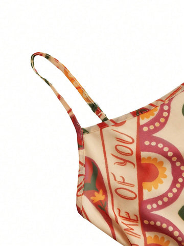 The Sun Casual Printed Mesh Spaghetti Strap Slim Fit Women Dress