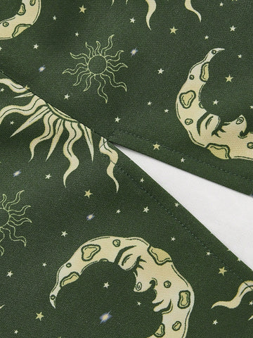 ThisUniqueVibe Hippie Women's Sun, Moon, Stars Straight And Split Hippie Skirt