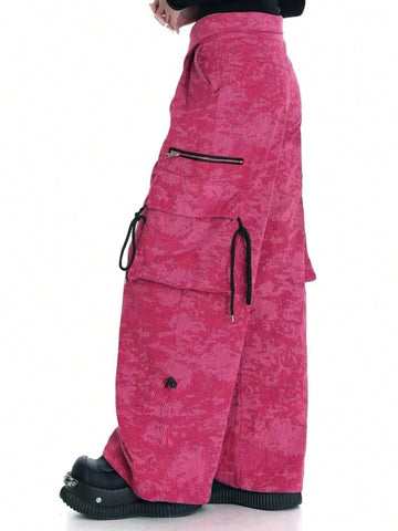 Tie-Dye Corduroy Fold-Over Waist Cargo Pants