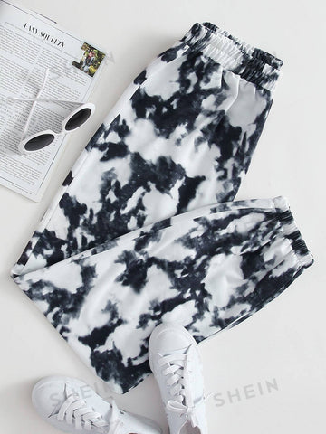 Tie Dye Elastic Waist Sweatpants.