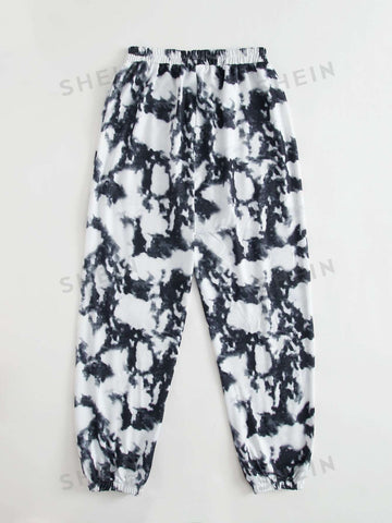 Tie Dye Elastic Waist Sweatpants.
