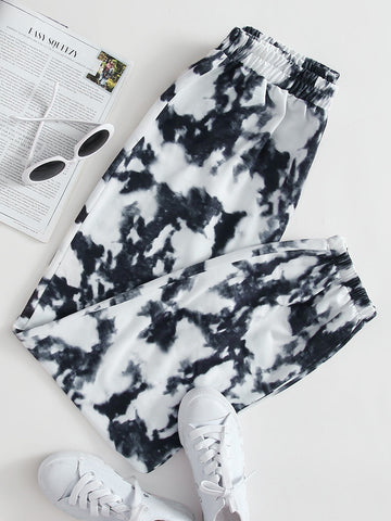 Tie Dye Elastic Waist Sweatpants.