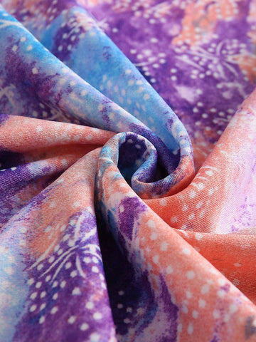 Tie Dye Ruffle Trim Dress