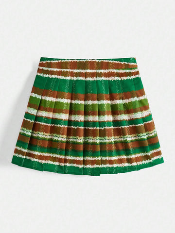 Tim Lord Women'S Striped Pleated Skirt