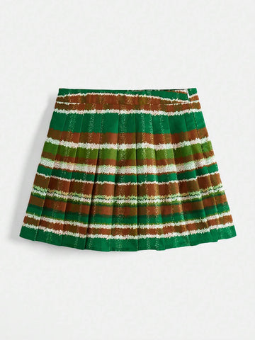 Tim Lord Women'S Striped Pleated Skirt