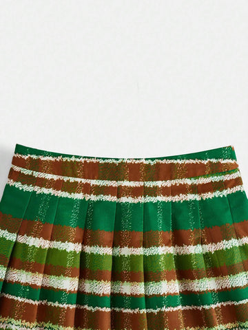 Tim Lord Women'S Striped Pleated Skirt