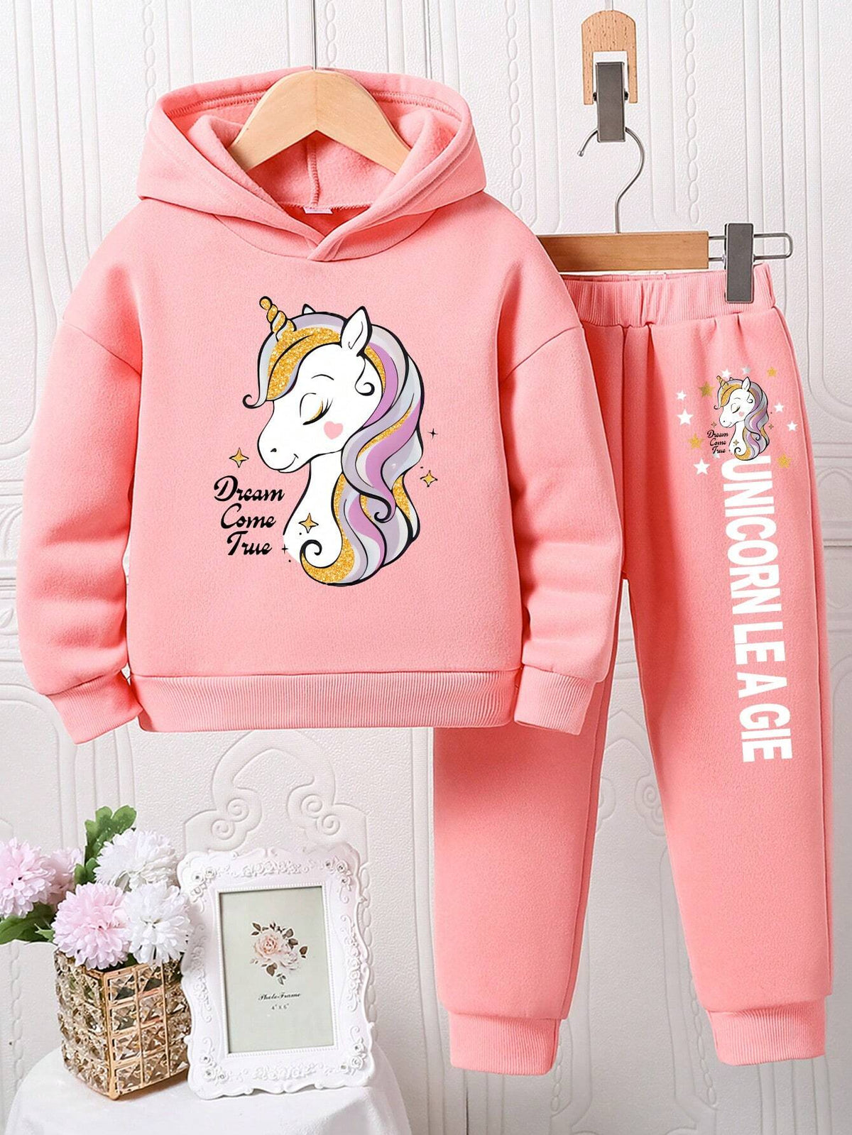 Toddler Cartoon Pattern Hooded Sweatshirt And Sweatpants Set