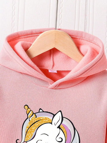 Toddler Cartoon Pattern Hooded Sweatshirt And Sweatpants Set