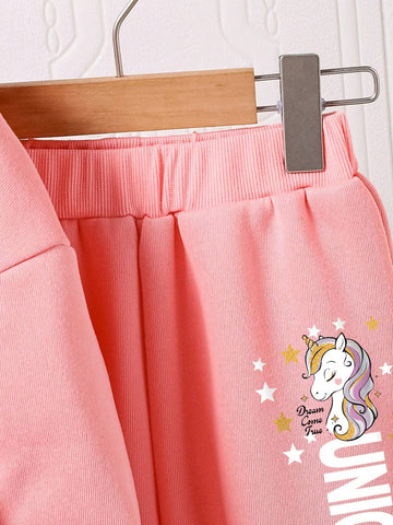 Toddler Cartoon Pattern Hooded Sweatshirt And Sweatpants Set