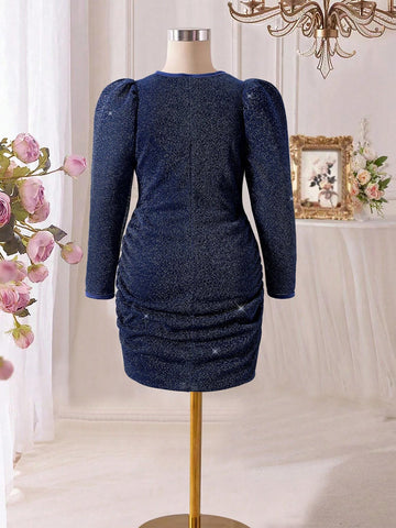 Toddler Girls 2024 New Fashion High Waist Long Sleeve Elegant Evening Dress, Mommy And Me Matching Outfits (3pcs Sold Separately)