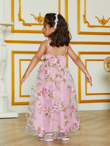 Toddler Girls" 3D Floral Sweet Pink Sleeveless Dress, Sold Separately As Part Of The "Mommy And Me Matching Outfits" Set