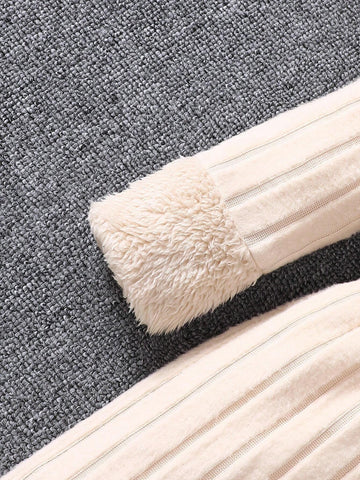 Toddler Girls Autumn Winter High Neck Long Sleeve Patchwork Fluffy Textured Knit Bodycon Dress With Plush Belt And Heart Shape Crossbody Bag