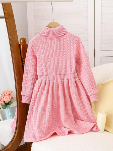 Toddler Girls Casual Everyday Long Sleeve Knit Sweater Dress