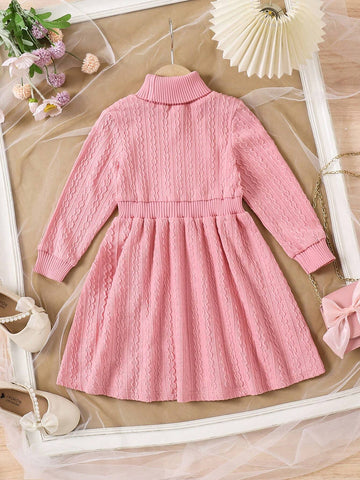 Toddler Girls Casual Everyday Long Sleeve Knit Sweater Dress